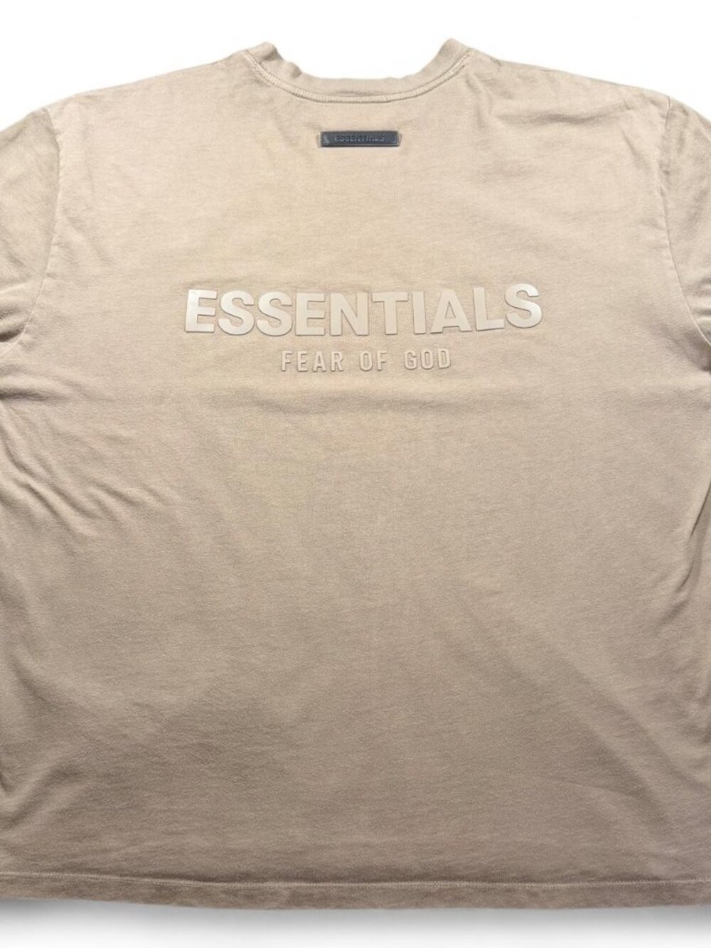 Fear of God Essentials Tan Oversized Boxy Logo Tee Medium